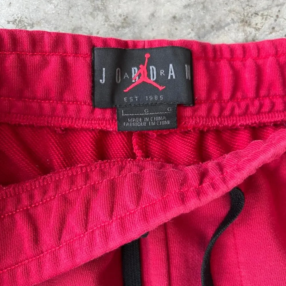 Nike Air Jordan Shorts Men's Large Red Fleece Sweatshorts Jumpman Wings Swoosh L